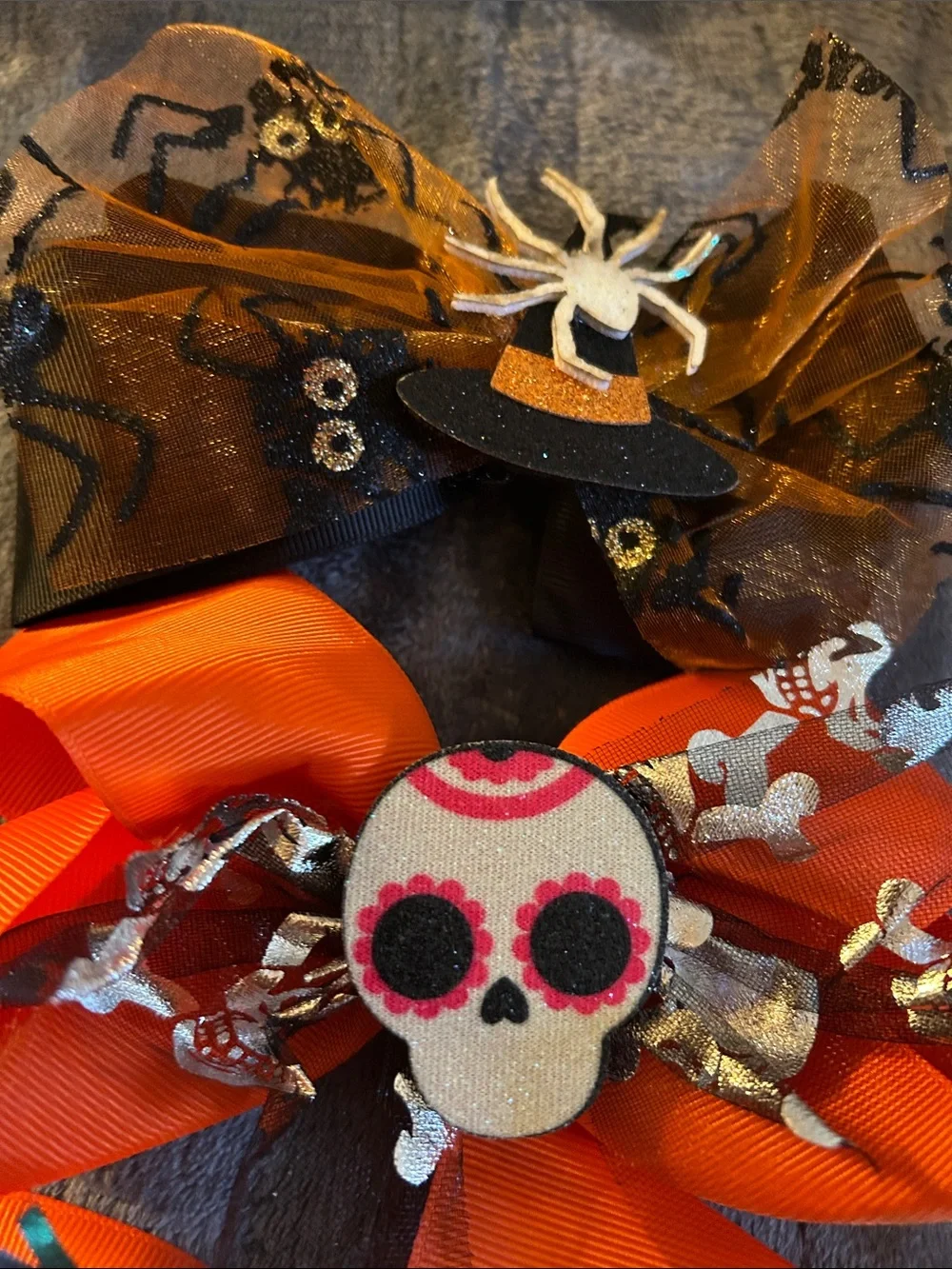 Kids Halloween Orange Pumpkin, Ghost, Skull & Spider Hair Bows-Pick One